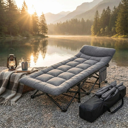Lit de camp pliable | Ergonomique 200kg - Camping Aventurier