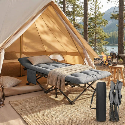 Lit de camp pliable | Ergonomique 200kg - Camping Aventurier