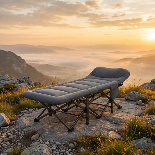 Lit de Camp Pliable | Oreiller Intégré - Camping Aventurier