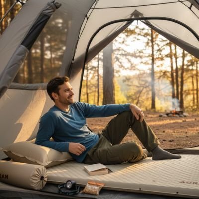 Matelas gonflable 2 personnes | Confort Premium - Camping Aventurier