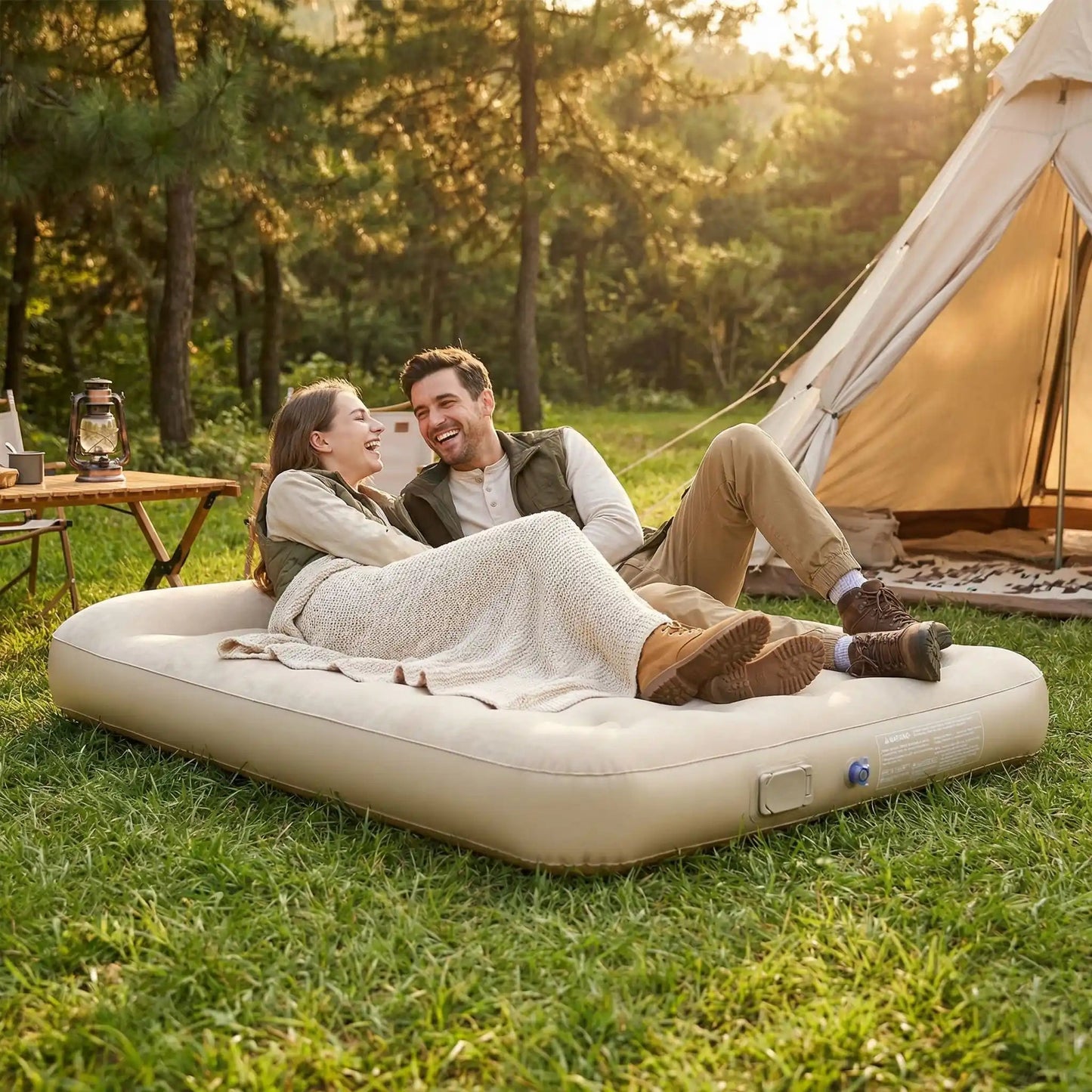 Matelas gonflable deux personnes | Auto - gonflant - Camping Aventurier