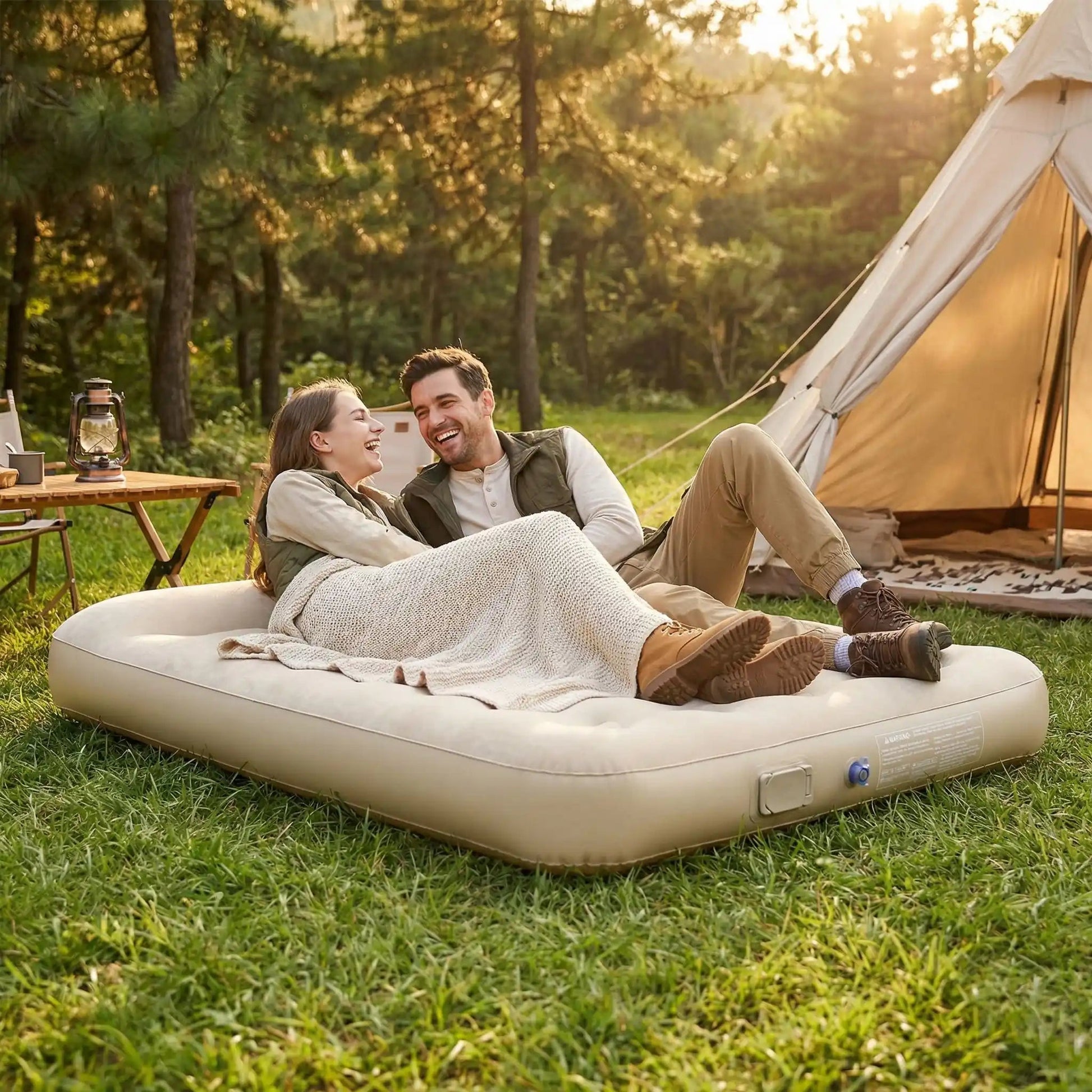Matelas gonflable deux personnes | Auto - gonflant - Camping Aventurier