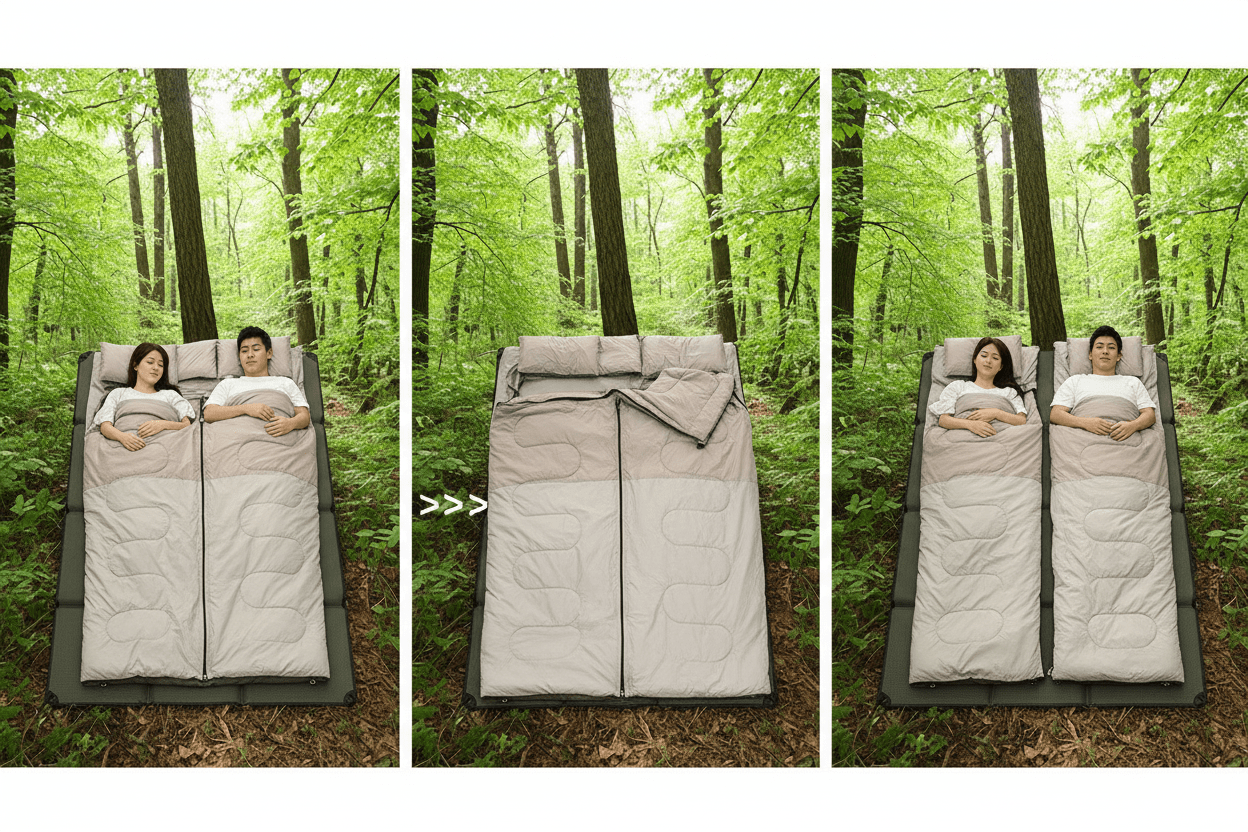 Sac de Couchage 2 saisons |Double Convertible – Printemps - Été - Camping Aventurier