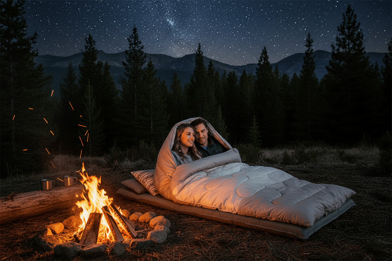 Sac de Couchage 2 saisons |Double Convertible – Printemps - Été - Camping Aventurier