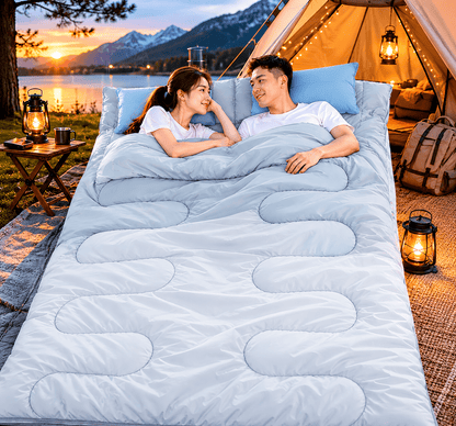 Sac de Couchage 2 saisons |Double Convertible – Printemps - Été - Camping Aventurier