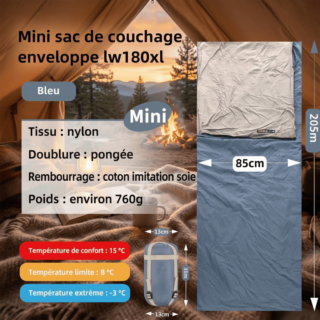 Sac de couchage 3 saisons | Ultra - léger 760g - Camping Aventurier