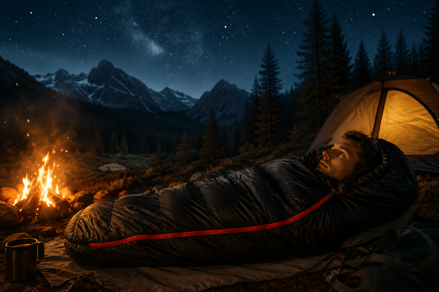 Sac de couchage grand froid | Duvet d'Oie Blanche - 15°C - Camping Aventurier